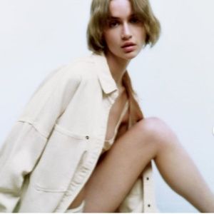 Zara Denim Limited Edition Z1975 Cream Shirt Jacket NWT